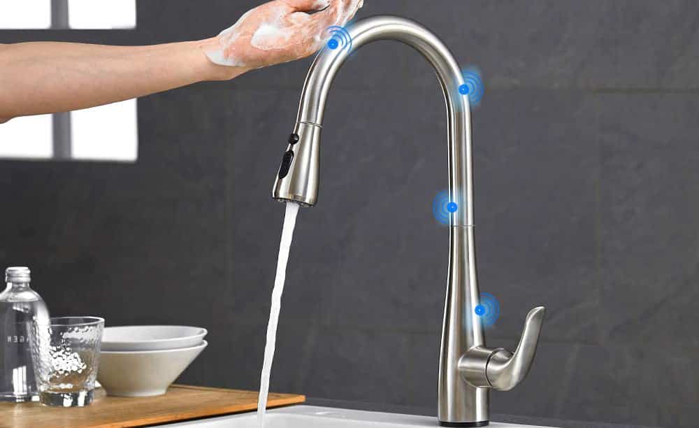 touch kitchen faucet with led light